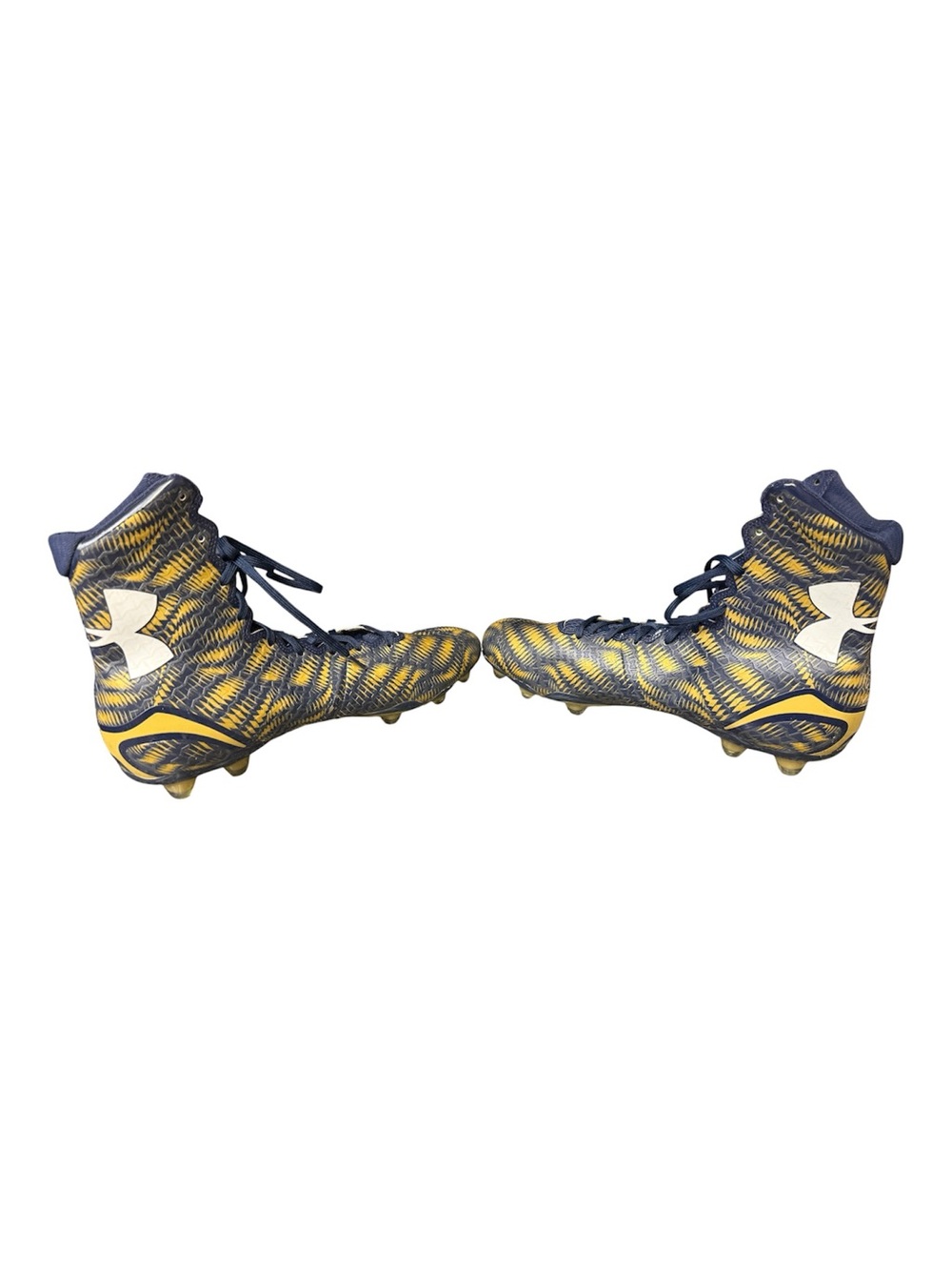 Under Armour Highlight men’s Navy and Gold High-Top Football Cleats. Size 13 - Picture 2 of 10
